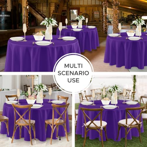 8 Pack Purple Tablecloths 84 Inch Round for 36"-60" Tables in Purple, alternate view 6