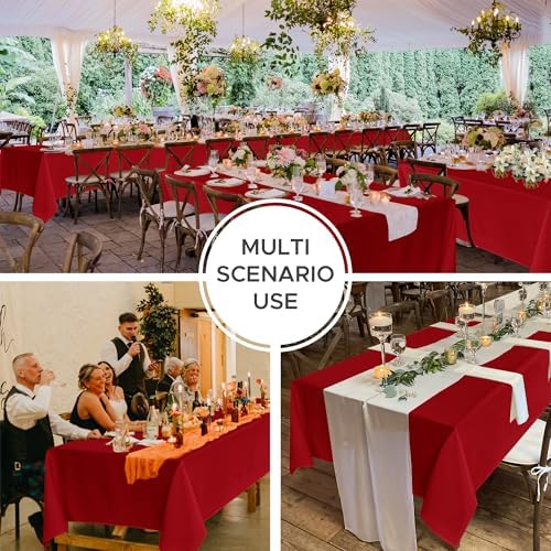 8 Pack Red Tablecloths 70x108 Inch for 6 Ft Rectangle Tables in 70x108 Inch in Red, alternate view 2
