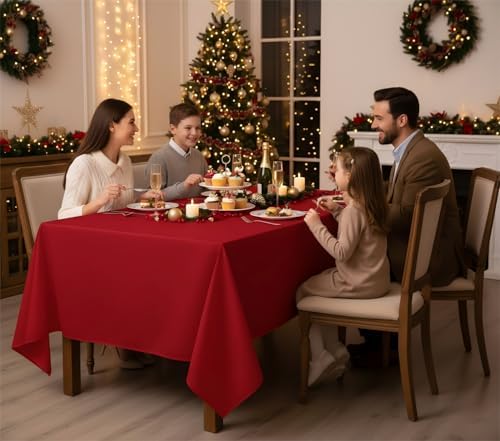 8 Pack Red Tablecloths 70x108 Inch for 6 Ft Rectangle Tables in 70x108 Inch in Red, alternate view 3