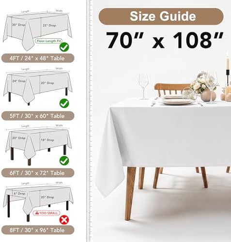 8 Pack Red Tablecloths 70x108 Inch for 6 Ft Rectangle Tables in 70x108 Inch in Red, alternate view 4