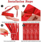 8 Pack Red Valentines Christmas Foil Curtain Streamer Decorations, alternate view 3