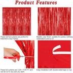 8 Pack Red Valentines Christmas Foil Curtain Streamer Decorations, alternate view 4