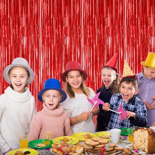 8 Pack Red Valentines Christmas Foil Curtain Streamer Decorations, alternate view 5