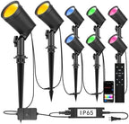 8 Pack RGBW Landscape Lights, Smart Color Changing Spot Lights