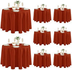 8 Pack Rust Tablecloths 120 Inch Round for 48"-96" Tables in Rust