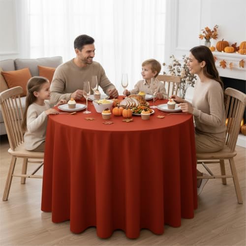 8 Pack Rust Tablecloths 120 Inch Round for 48"-96" Tables in Rust, alternate view 3