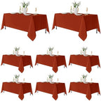 8 Pack Rust Tablecloths 70x108 Inch for 6 Ft Rectangle Tables in 70x108 Inch in Rust