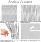8 Pack Silver Backdrop, 3.28 FT x 7.05 FT Birthday Backdrop, Metallic Silver Tinsel Curtain Disco Party, alternate view 4