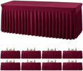 8 Pack Spandex Burgundy Fitted Table Cloth for 6ft Rectangle Tables Burgundy Stretch Tablecloth Table Covers