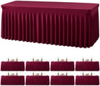 8 Pack Spandex Burgundy Fitted Table Cloth for 6ft Rectangle Tables Burgundy Stretch Tablecloth Table Covers