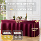 8 Pack Spandex Burgundy Fitted Table Cloth for 6ft Rectangle Tables Burgundy Stretch Tablecloth Table Covers, alternate view