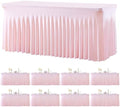 8 Pack Spandex Pink Fitted Table Cloth for 6ft Rectangle Tables Pink Stretch Tablecloth Table Covers Skirt