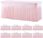 8 Pack Spandex Pink Fitted Table Cloth for 6ft Rectangle Tables Pink Stretch Tablecloth Table Covers Skirt