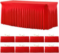 8 Pack Spandex Red Fitted Table Cloth for 6ft Rectangle Tables Red Stretch Tablecloth Table Covers Skirt Banquet