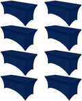 8 Pack Spandex Table Cloth 6FT, Elastic Fitted Navy Tablecloth in Navy