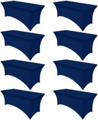8 Pack Spandex Table Cloth 6FT, Elastic Fitted Navy Tablecloth in Navy