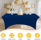 8 Pack Spandex Table Cloth 6FT, Elastic Fitted Navy Tablecloth in Navy, alternate view 4
