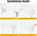 8 Pack Spandex Table Cloth 6FT, Elastic Fitted White Tablecloth in White, alternate view 6