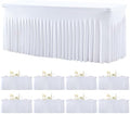 8 Pack Spandex White Fitted Table Cloth for 6ft Rectangle Tables White Stretch Tablecloth Table Covers Skirt