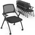 8 Pack Stackable Conference Room Chairs with Wheels, Folding Office Chair with Rebound Back, Padded Seat for