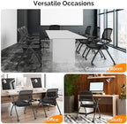 8 Pack Stackable Conference Room Chairs with Wheels, Folding Office Chair with Rebound Back, Padded Seat for, alternate view