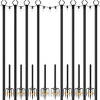 8 Pack String Light Poles,10 Ft Light Poles for Outside String Lights, Outdoor Lights Pole with Fork, Metal