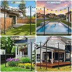 8 Pack String Light Poles,10 FT Metal Poles with Fork for Outdoor String Lights, Outdoor Light Poles with Fork, alternate