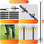 8 Pack String Light Poles, Outdoor String Light Pole 10 ft Forked Metal Light Pole with Adjustable Outdoor Light, alternate