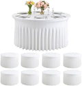8 Pack White Round Spandex Tablecloths for 60 inch Table, 120 Inch Spandex Fitted Tablecloths, Wrinkle Free