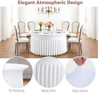 8 Pack White Round Spandex Tablecloths for 60 inch Table, 120 Inch Spandex Fitted Tablecloths, Wrinkle Free, alternate view 3