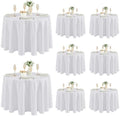 8 Pack White Round Tablecloths 120 Inch for 48"-96" Tables in White