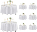 8 Pack White Round Tablecloths 70 Inch for 36"-48" Tables in White