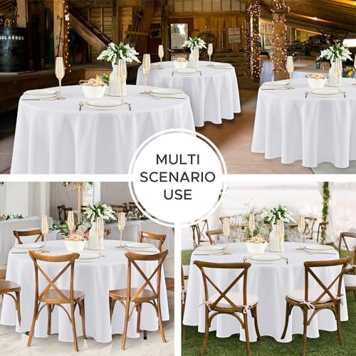 8 Pack White Round Tablecloths 70 Inch for 36"-48" Tables in White, alternate view 5