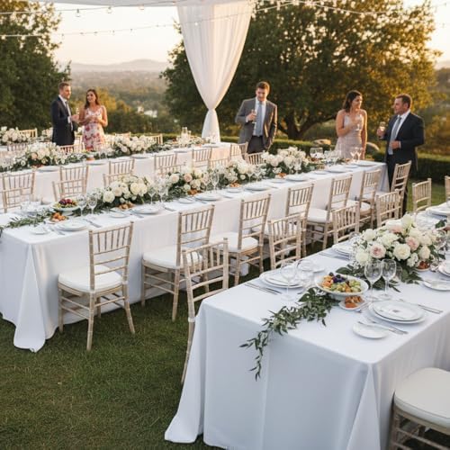 8 Pack White Table Cloths 70x108 Inch for 6 Ft Rectangle Tables in 70x108 Inch in White, alternate view 2