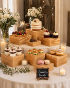 8 Pack Wooden Buffet Risers for Food Display, 8 Mini Sign, alternate view 2