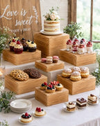 8 Pack Wooden Buffet Risers for Food Display, 8 Mini Sign, alternate view 3