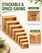 8 Pack Wooden Buffet Risers for Food Display, 8 Mini Sign, alternate view 4