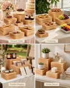 8 Pack Wooden Buffet Risers for Food Display, 8 Mini Sign, alternate view 7