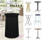 8 Packs 24"x 43" Round Cocktail Table Skirt, Black in Black, alternate view 3