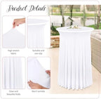 8 Packs 24"x 43" Round Cocktail Table Skirt, White in White, alternate view 4