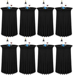 8 Packs 32"x 43" Round Cocktail Table Skirt, Black in Black