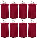 8 Packs 32"x 43" Round Cocktail Table Skirt, Burgundy