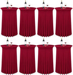 8 Packs 32"x 43" Round Cocktail Table Skirt, Burgundy