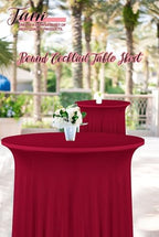 8 Packs 32"x 43" Round Cocktail Table Skirt, Burgundy, alternate view 2