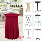 8 Packs 32"x 43" Round Cocktail Table Skirt, Burgundy, alternate view 3