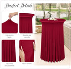 8 Packs 32"x 43" Round Cocktail Table Skirt, Burgundy, alternate view 4