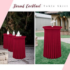 8 Packs 32"x 43" Round Cocktail Table Skirt, Burgundy, alternate view 7