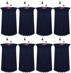 8 Packs 32"x 43" Round Cocktail Table Skirt, Navy Blue in Navy Blue