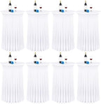 8 Packs 32"x 43" Round Cocktail Table Skirt, White in White