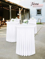 8 Packs 32"x 43" Round Cocktail Table Skirt, White in White, alternate view 7